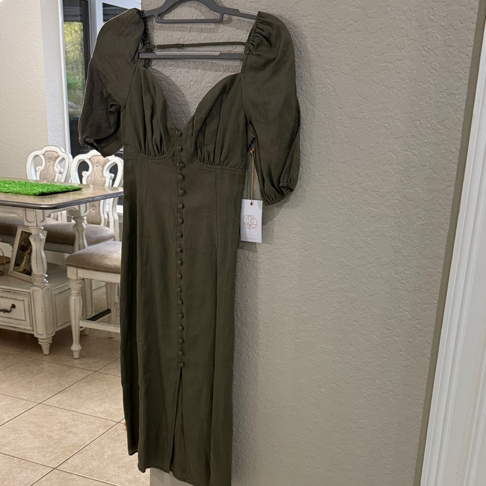 Chic Long Sleeve Olive Dress - Picture 1 of 3